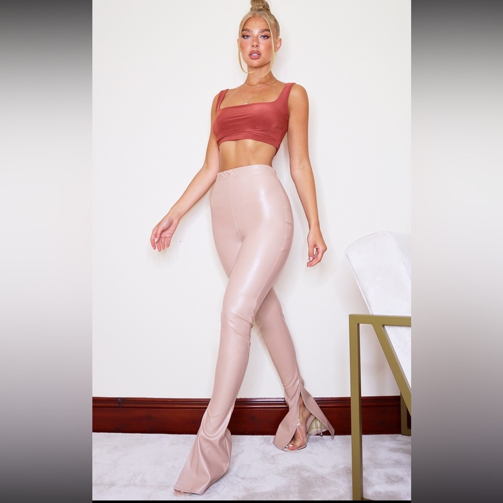 Faux leather leggings pink